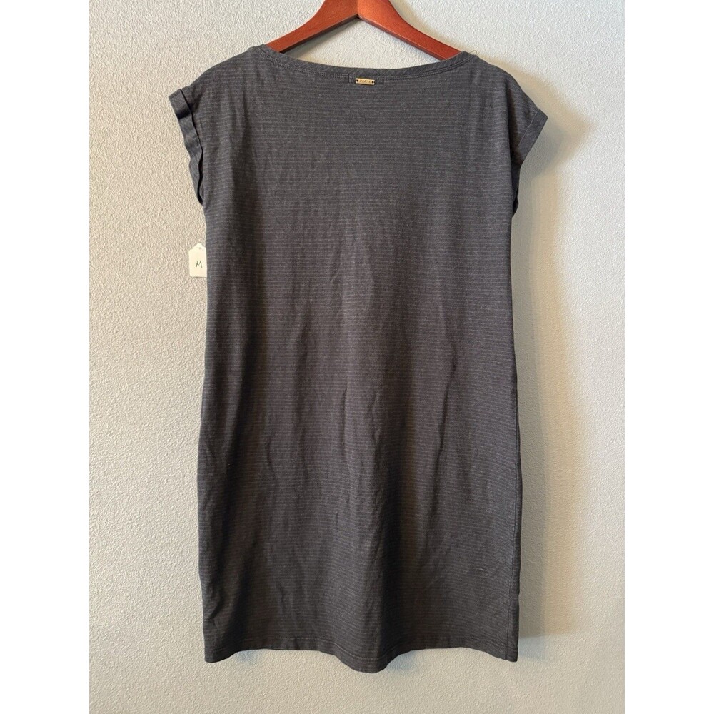 prAna Striped Gray Knit T-Shirt Dress M Hemp Organic Cotton Scoop Neck - Picture 2 of 7